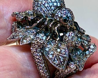 Friendly Garden Spider Ring | 925 Sterling Silver and CZs