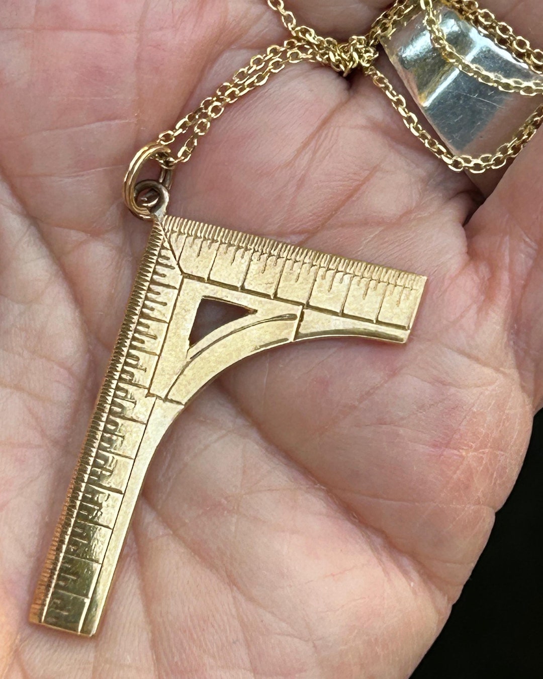Vintage 60s 14K Gold L-square Ruler Charm | Draftsman | Architect ...