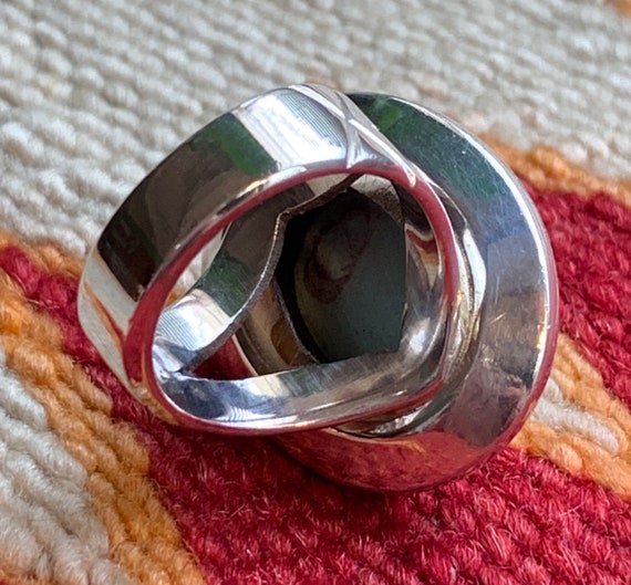 Large Turquoise & Silver Ring Southwestern Style - image 8