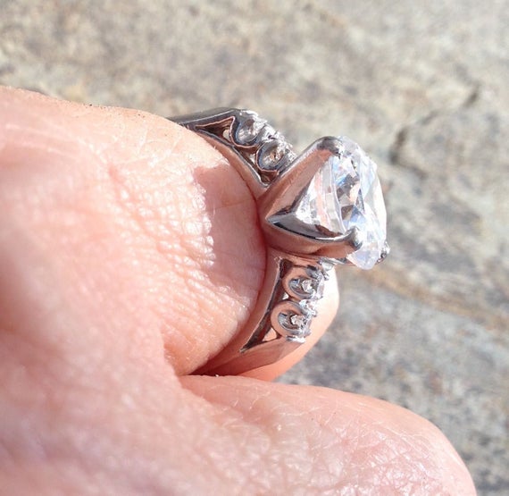 Mid-Century Diamond and Platinum Engagement Ring - image 7