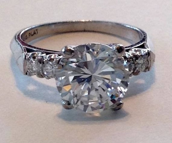 Mid-Century Diamond and Platinum Engagement Ring - image 5