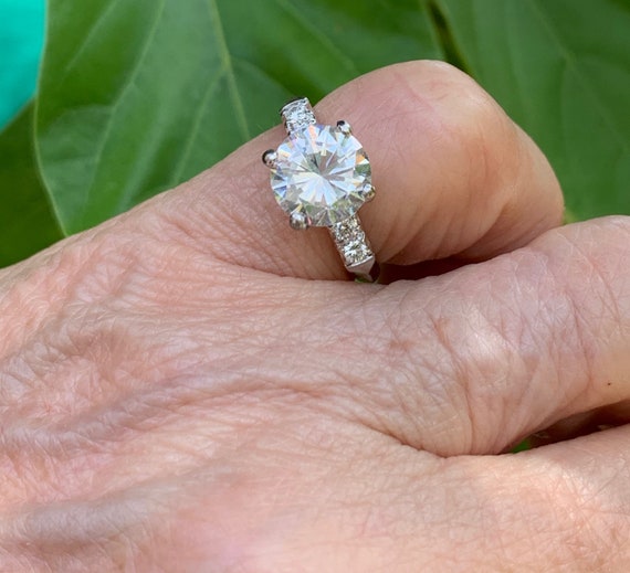 Mid-Century Diamond and Platinum Engagement Ring - image 1