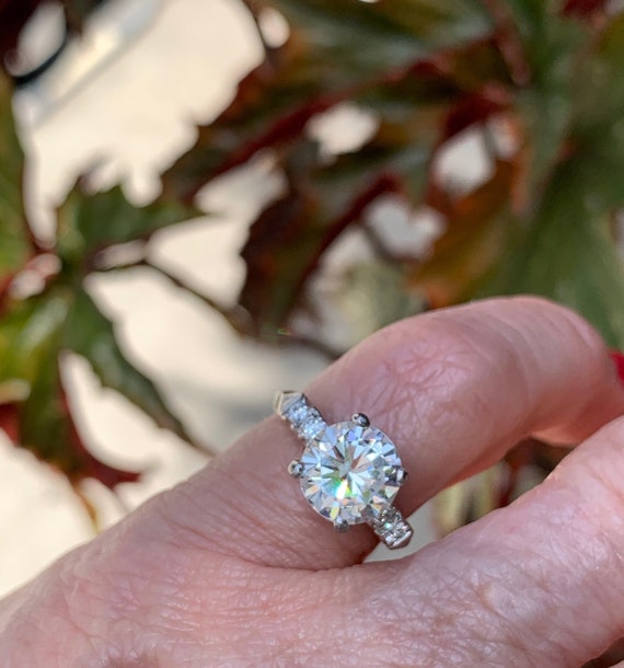 Mid-Century Diamond and Platinum Engagement Ring - image 2