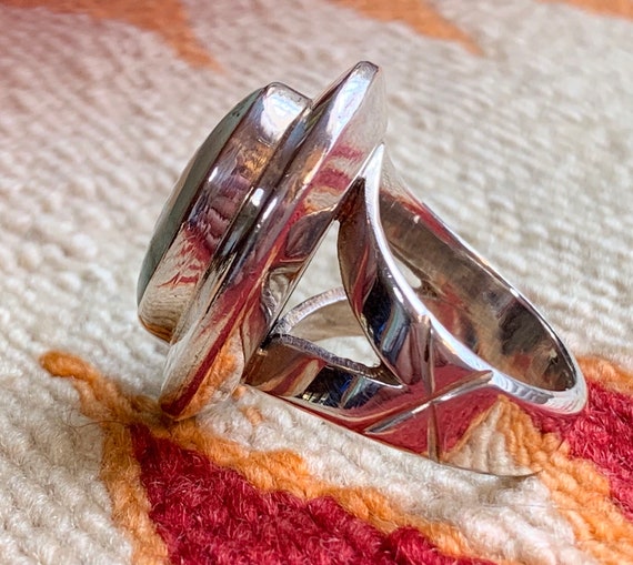 Large Turquoise & Silver Ring Southwestern Style - image 5