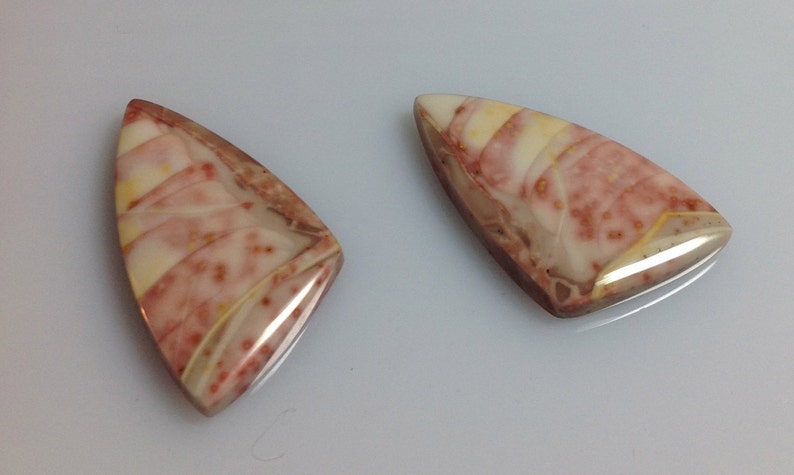 Willow Creek Jasper Custom-Cut Mirror Image Pink Cream Yellow Donald K Olson Gem Designer Good for Earrings image 5