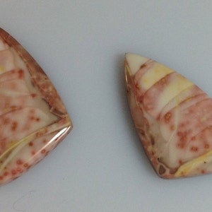 Willow Creek Jasper Custom-Cut Mirror Image Pink Cream Yellow Donald K Olson Gem Designer Good for Earrings image 4