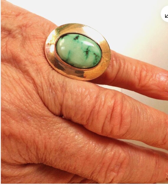 Large Turquoise & Silver Ring Southwestern Style - image 3