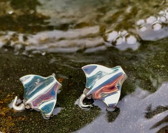 Sterling Silver Manta Ray Earrings | Polished Ocean Jewelry