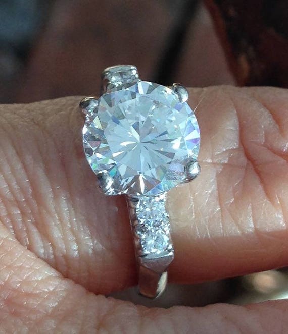 Mid-Century Diamond and Platinum Engagement Ring - image 4