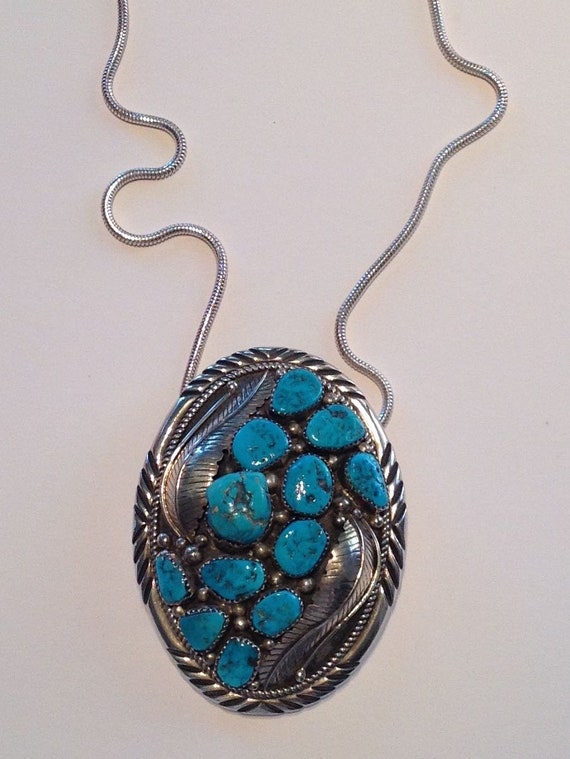 Vintage Kingman Slab Turquoise Womens Belt Buckle Pendant Necklace Dual Use Kingman Turquoise Belt Buckle | Vintage Navajo | Sterling  main image 4