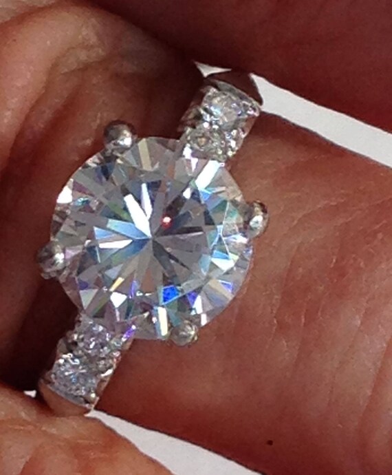 Mid-Century Diamond and Platinum Engagement Ring - image 6