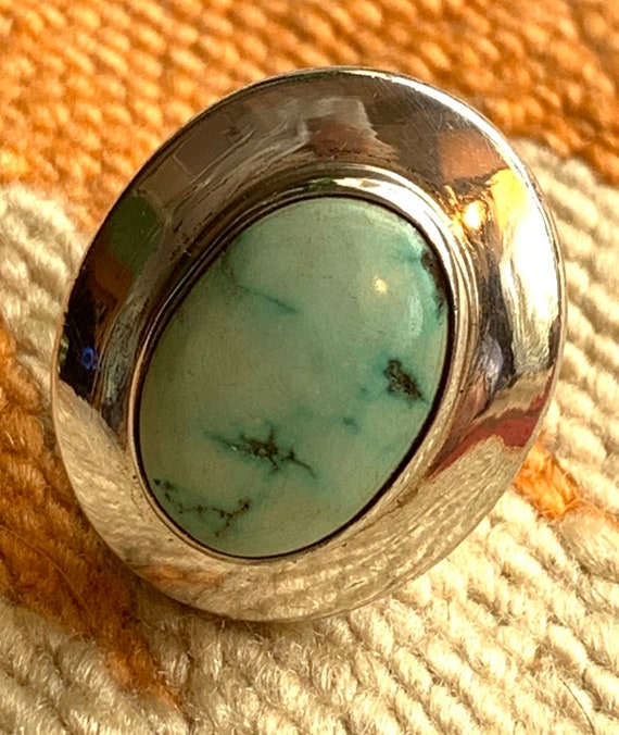 Large Turquoise & Silver Ring Southwestern Style - image 9