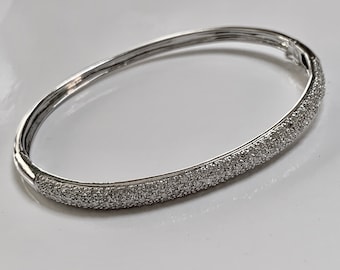 Vintage Pave Diamond Bangle Bracelet | 2.00 Carats Total Weight  | Retro 1980s