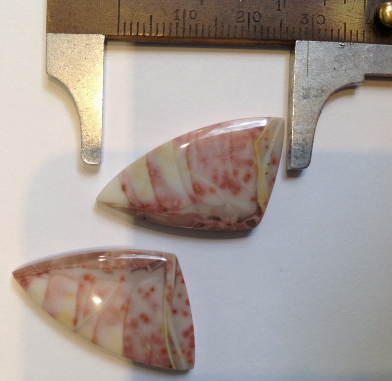 Willow Creek Jasper Custom-Cut Mirror Image Pink Cream Yellow Donald K Olson Gem Designer Good for Earrings image 3