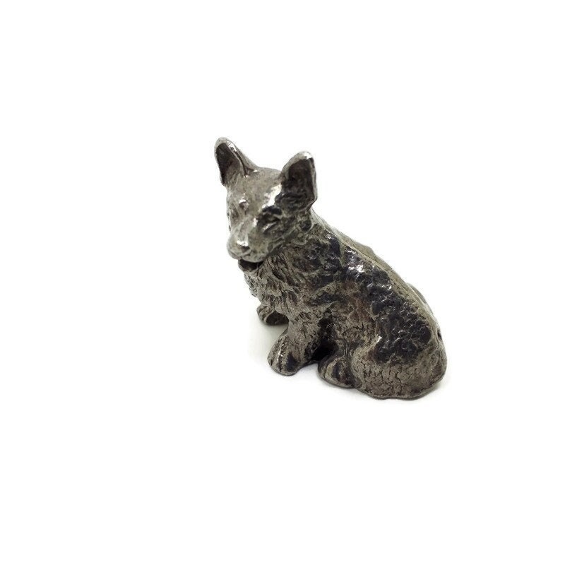 Chien Miniature Etain Vintage 90, Figurine Chien en Métal, Objet de Vitrine, Berger Allemand, Miniat