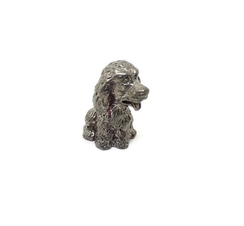 Chien Miniature Etain Vintage 90, Figurine Chien Chiot Cocker, Objet de Vitrine, Miniatures Métal, C