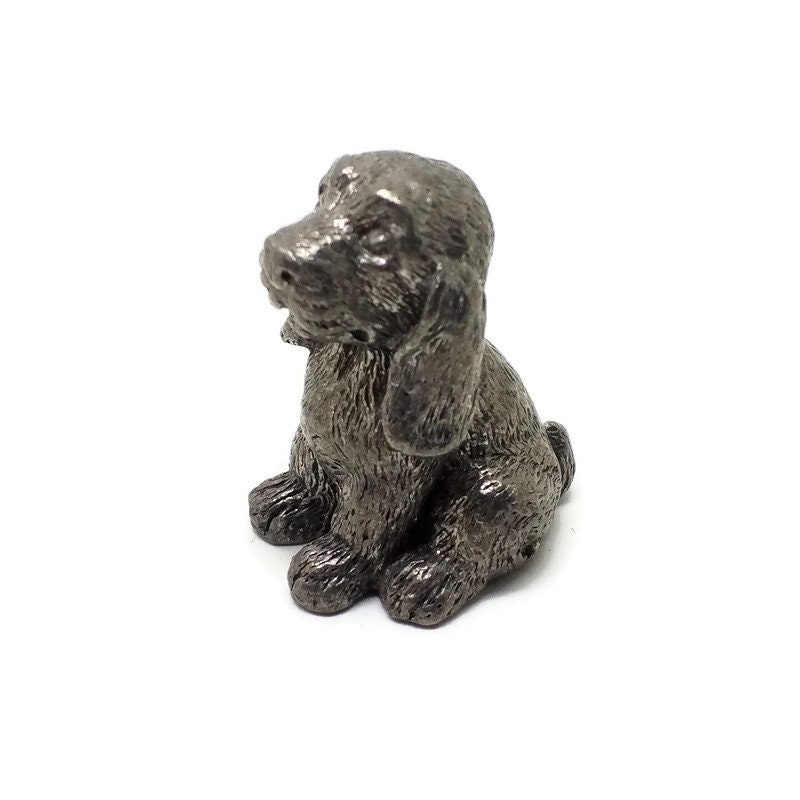 Chien Miniature Etain Vintage 90, Figurine Chien, Chiot Teckel, Objet de Vitrine, Miniatures Chien M