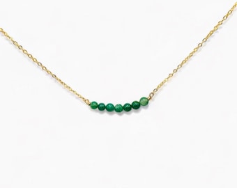 Jade Minimalistic 14k Gold Plated or Rose Gold Plated or Sterling Silver Necklace - Genuine 4mm African Green Jade • Layering Necklace