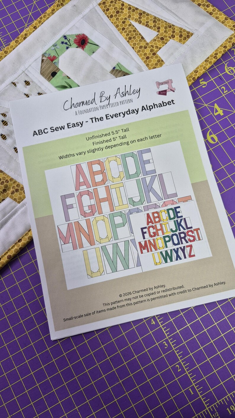 Charmed Letters 3,5,8INCH - ABC SEW EASY - Foundation Paper Piece - Pdf - Etsy