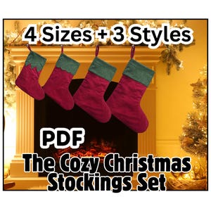 3 style, 3 rozmiary Idealny wzór szycia świątecznej skarpety w formacie PDF