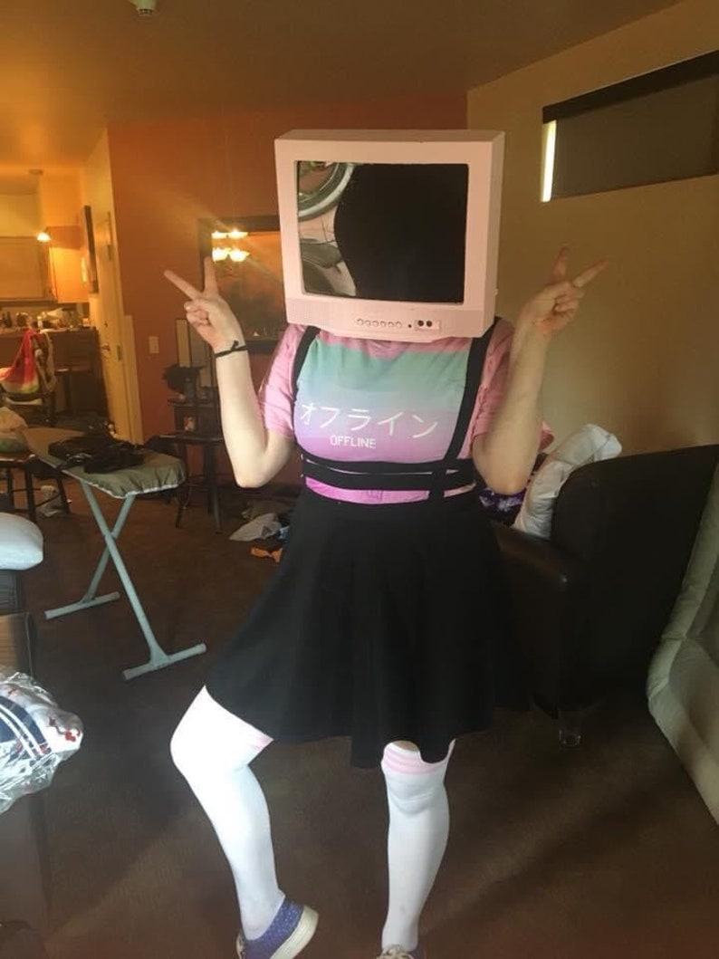 Custom Made TV Head . Walking art . Cosplay for conventions . Etsy