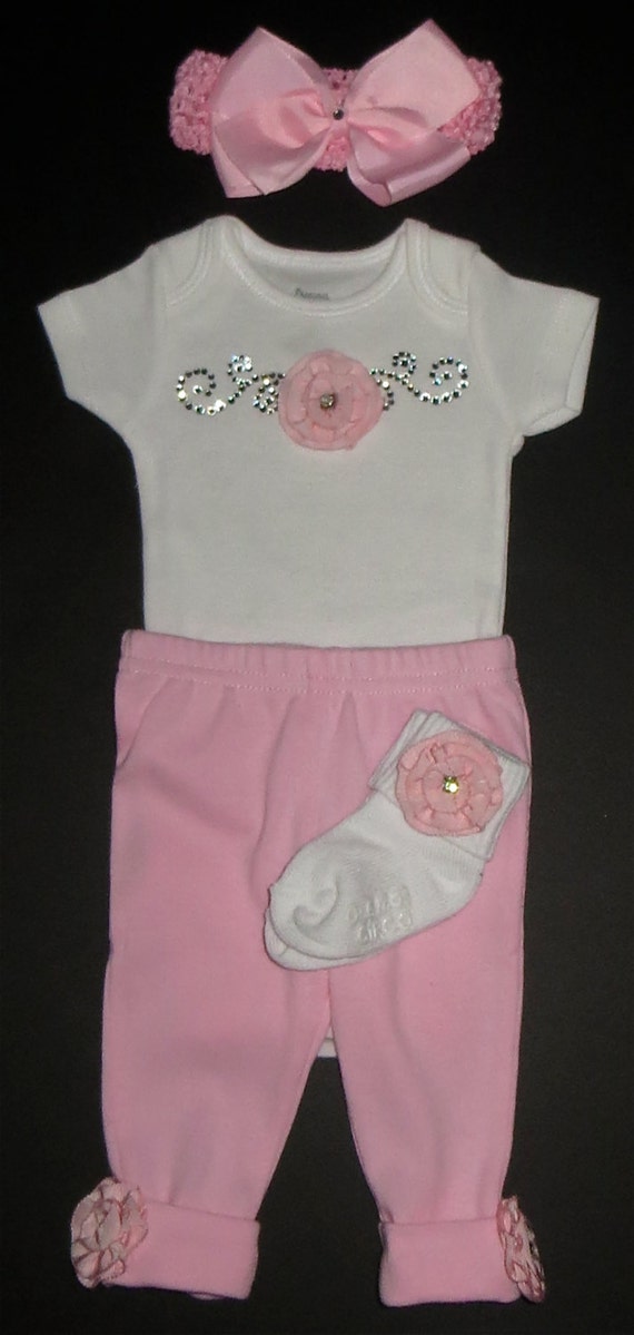 Items similar to Adorable and Precious 100% cotton 4 piece Pink Baby ...