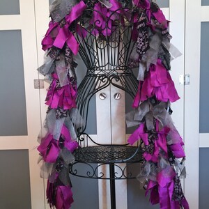 Mommy & Me // Tattered Fabric Boa // Garland // Gothic, Glamour // Fashion Accessory // Silver, Black, Purple // Zombiesque Creations 15/16 image 3