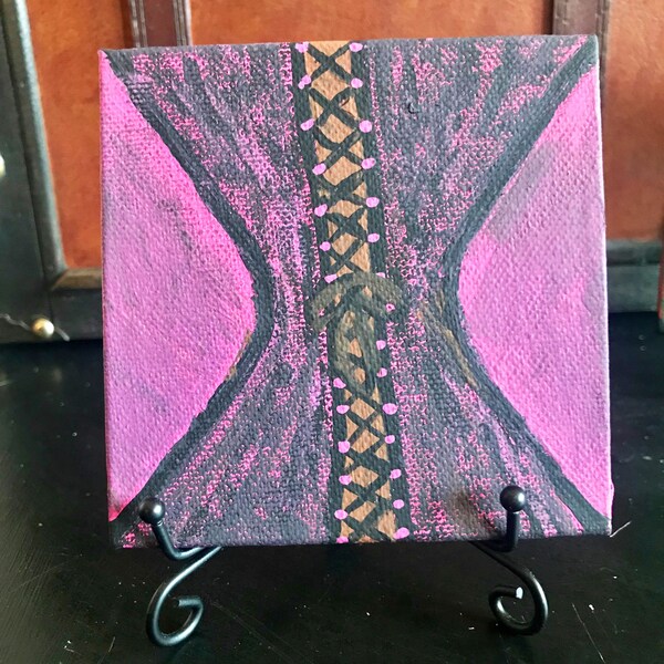 Corsetry // Mini 4"x4" Canvas Painting // Acrylic on Canvas // Gothic Art // Tight-Laced Series