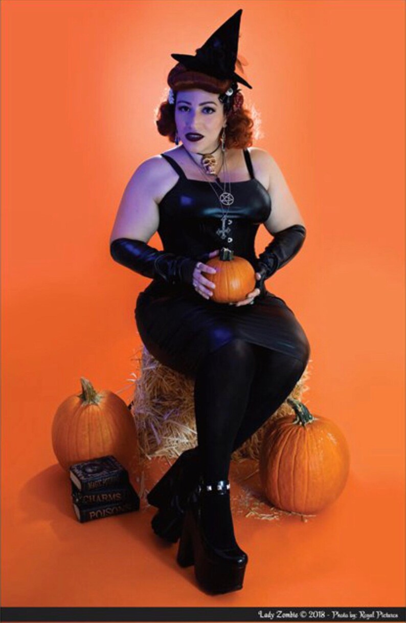 Halloween Pinup Pumpkin Witch // Lady Zombie Poster // 11 x 17 // Glossy Photo Print image 1