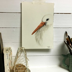 Original Stork watercolor artwork Julia Källén 15*20 cm