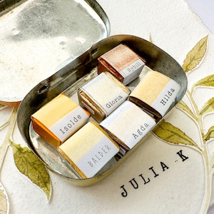 Albyl - Vintage palette with 6 handmade watercolor paints by JuliaKArtStudio
