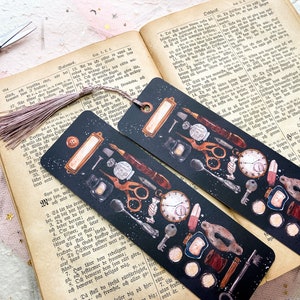 Lost & Found bookmark watercolor illustration with tassel
