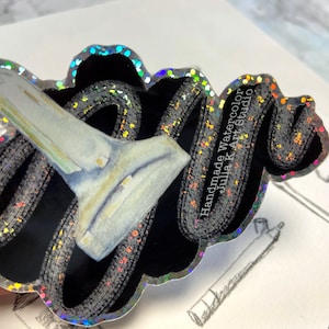 Handmade watercolor holographic glitter vinyl stickers JuliaK art studio design