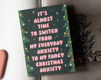 Fancy Christmas Anxiety Funny Holiday Card Dark Humor Mental Health