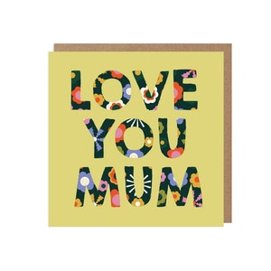 SALE Love You Mum Greeting Card Mother's Day Retro Floral image 2