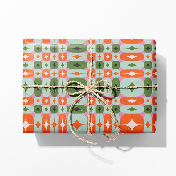 Mid Century Modern Gift Wrap Wrapping Paper 50s Retro Geometric
