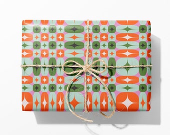 Mid Century Modern Gift Wrap Wrapping Paper 50s Retro Geometric