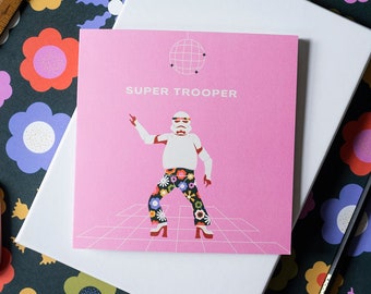 Super Trooper Retro Greeting Card Funny Disco Star Wars 70s