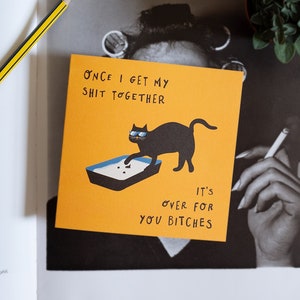 Carte Voeux Merde Ensemble Chat Drôle Bestie