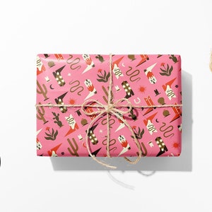 Cowboy Pattern Gift Wrap Wrapping Paper Yee Haw Cowgirl Wild West Boots