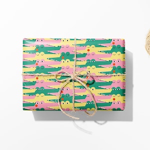 Crocodile Tessellation Gift Wrap – Quirky Repeating Gator Pattern Paper for Unique Presents