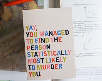 Statistically Greeting Card Funny Wedding Engagement True Crime