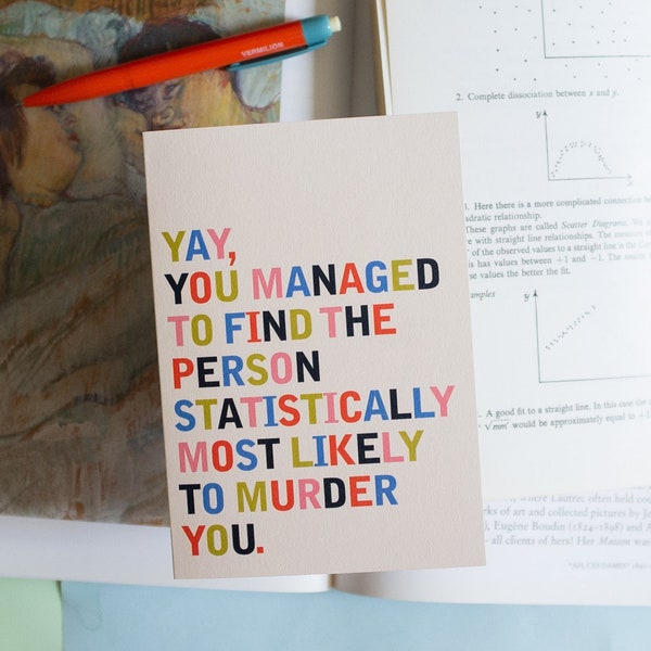 Statistically Greeting Card Funny Wedding Engagement True Crime