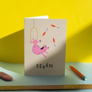 Circus Seven 7e verjaardag Wenskaart Leeftijd mijlpaal Kinderen Dieren
