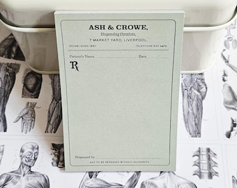 Vintage Prescription Pad Notepad | Gothic Stationery | Medical Gift