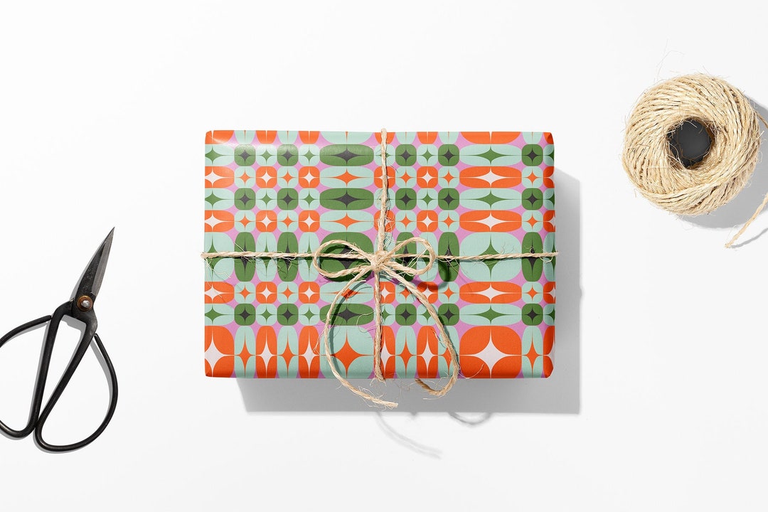 Mid-century Modern Gift Wrap – Colorful Retro Pattern Wrapping Paper - Etsy