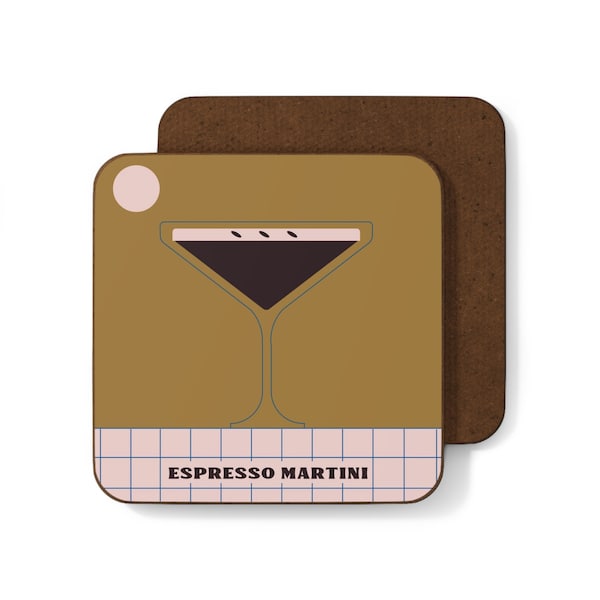 Espresso Martini Coaster Set Minimal Cocktail Bar Man Cave Decor