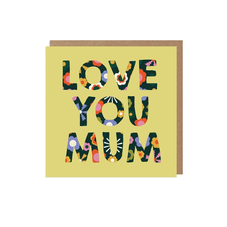 SALE Love You Mum Greeting Card Mother's Day Retro Floral image 2