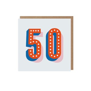 50 Birthday Greeting Card Age Milestone 50th Retro Typography image 2