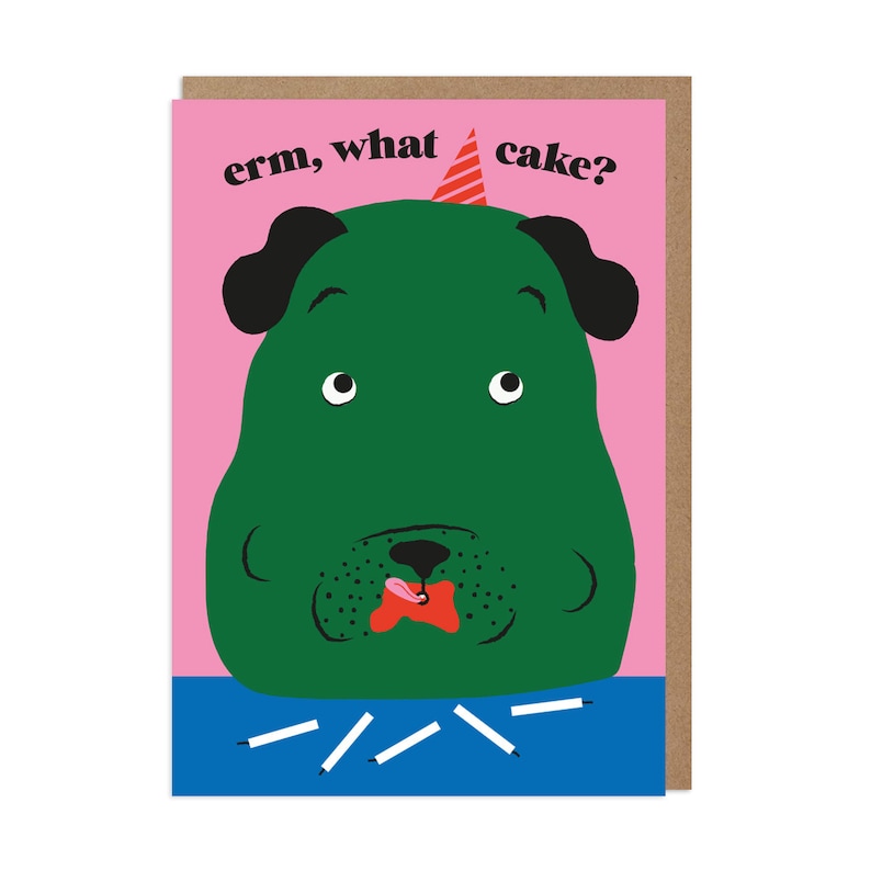 What Cake Birthday Greeting Card Funny Dog Illustrated image 2